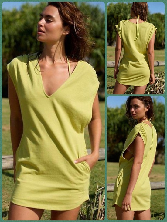 Free People Dresses & Skirts - ☀️(A459) NEW Free People Free-est Alex Cotton Jersey Mini Dress. Green. Large